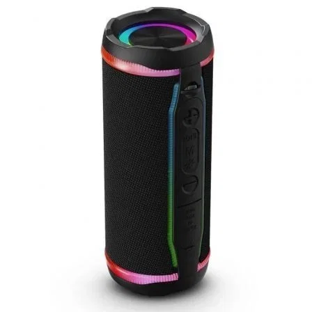 SPC Orbital Glow Altavoz Bluetooth 25W Portátil, 20h Batería, Resistente al Agua IPX6, Sonido Estéreo TWS, Luces LED Sincronizadas, Modelo 4435N